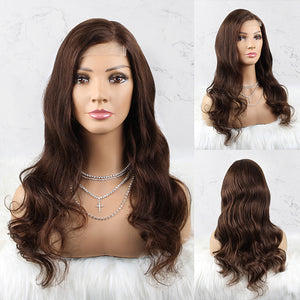 OrdeWigsOnline 4x4 Transparent Lace Closure Wig 6# Chestnut Brown Wavy Human Hair Lace Wigs