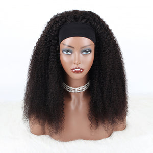 OrderWigsOnline Afro Curly Headband Wigs 100% Human Hair (Get Free Trendy Headband)