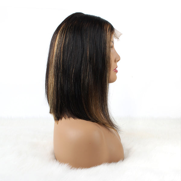 Bob Wig 4x4 Lace Wigs Highlights 1B/27# Straight Human Hair Wigs Natural Black 150% Density