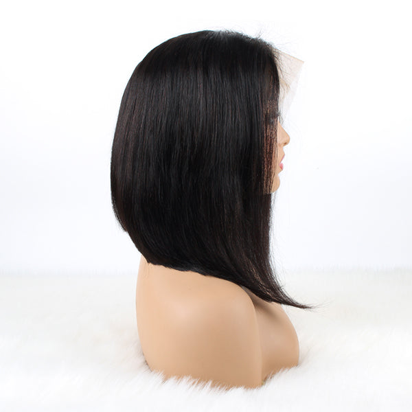 OrderWigsOnline Bob Wig 13x4 Lace Wigs Straight Human Hair Wigs Natural Black 150% Density