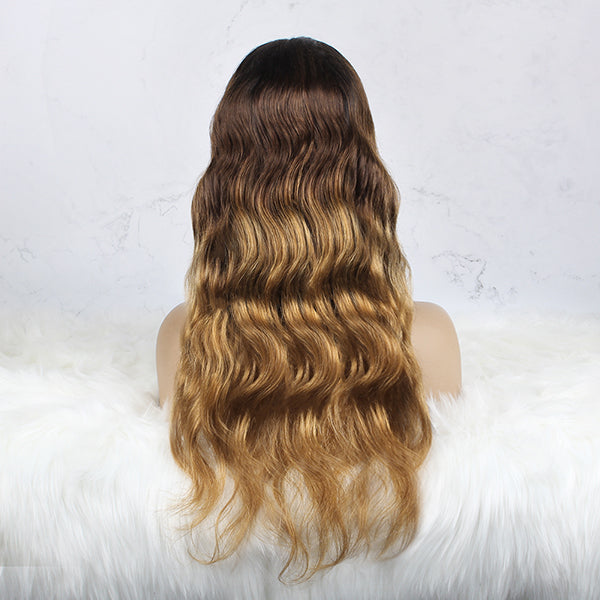 4x4 Lace Closure Wig Body Wave Ombre 1B/4# with 27# Highlight Transparent Human Hair