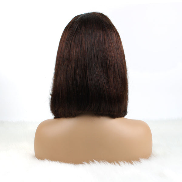 OrderWigsOnline Bob Wig Pre Plucked 4x4 Lace Wigs Chestnut Brown 6# Straight Wigs 150% Density