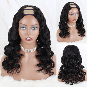 OrderWigsOnline U Part Wig Body Wave Human Hair Wig 150% Density Natural Color Wig