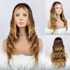 4x4 Lace Closure Wig Body Wave Ombre 1B/4# with 27# Highlight Transparent Human Hair