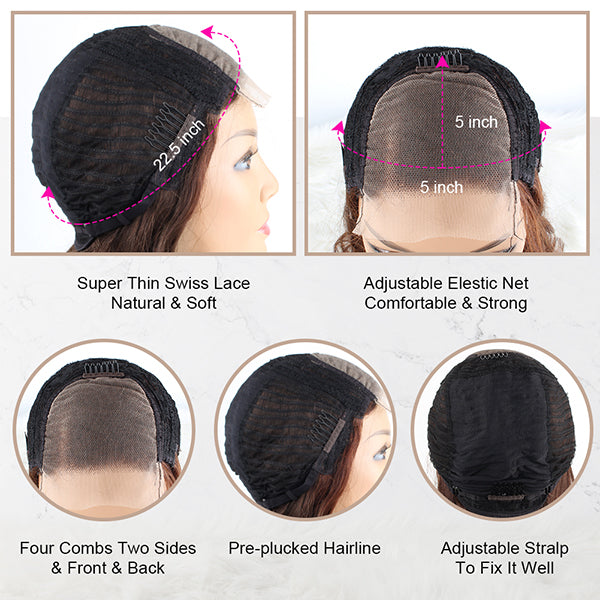 OrderWigsOnline 5x5 HD Lace Closure Wig Deep Wave Ombre 1B/30# 150% Density Human Hair Wig