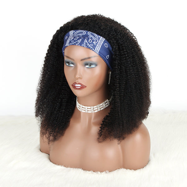 OrderWigsOnline Afro Kinky Coily Headband Wigs 100% Human Hair (Get Free Trendy Headband)