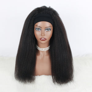 OrderWigsOnline Kinky Straight Headband Wigs 100% Human Hair (Get Free Trendy Headband)
