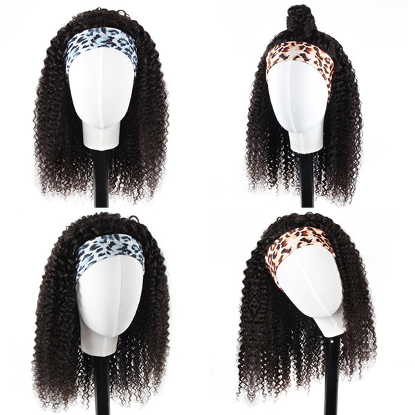 OrderWigsOnline Kinky Curly Headband Wigs 100% Human Hair (Get Free Trendy Headband)