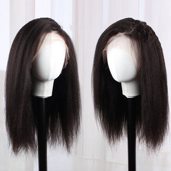 13x4 Lace Front Wigs Kinky Straight 150% Density Human Hair Wigs
